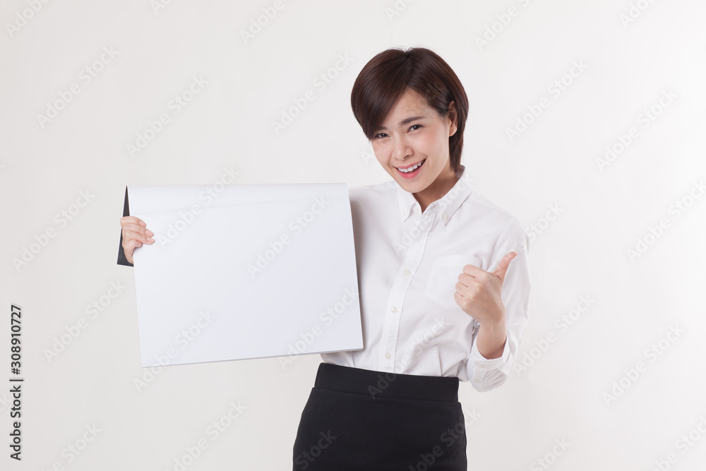 Young beautiful Asian female model on the white background for business concept Young beautiful Asian female model on the white background for business concept
