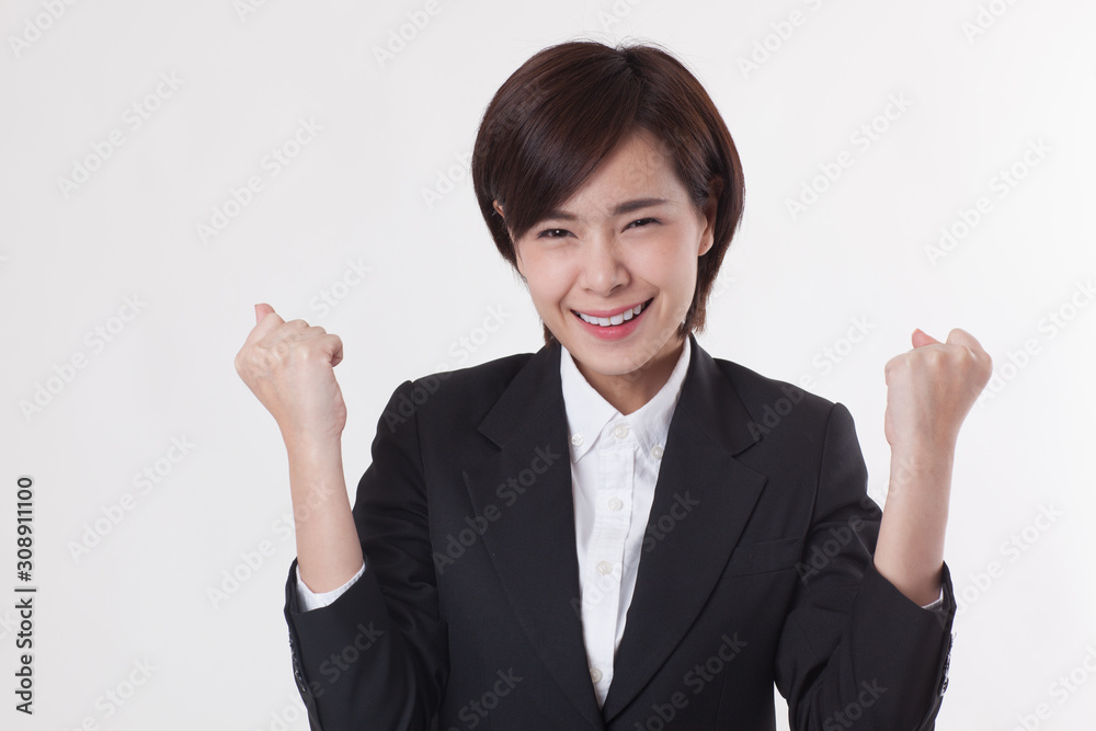 Young Asian short hair female model in formal dress which is good for business purpose Young Asian short hair female model in formal dress which is good for business purpose