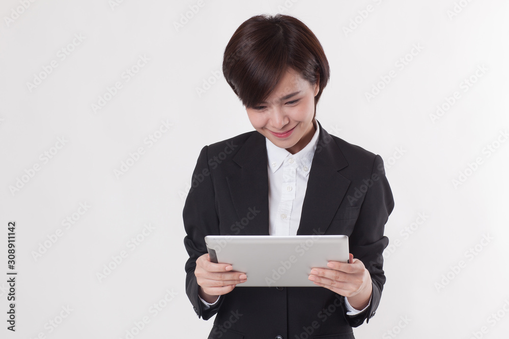 Young Asian short hair female model in formal dress which is good for business purpose Young Asian short hair female model in formal dress which is good for business purpose