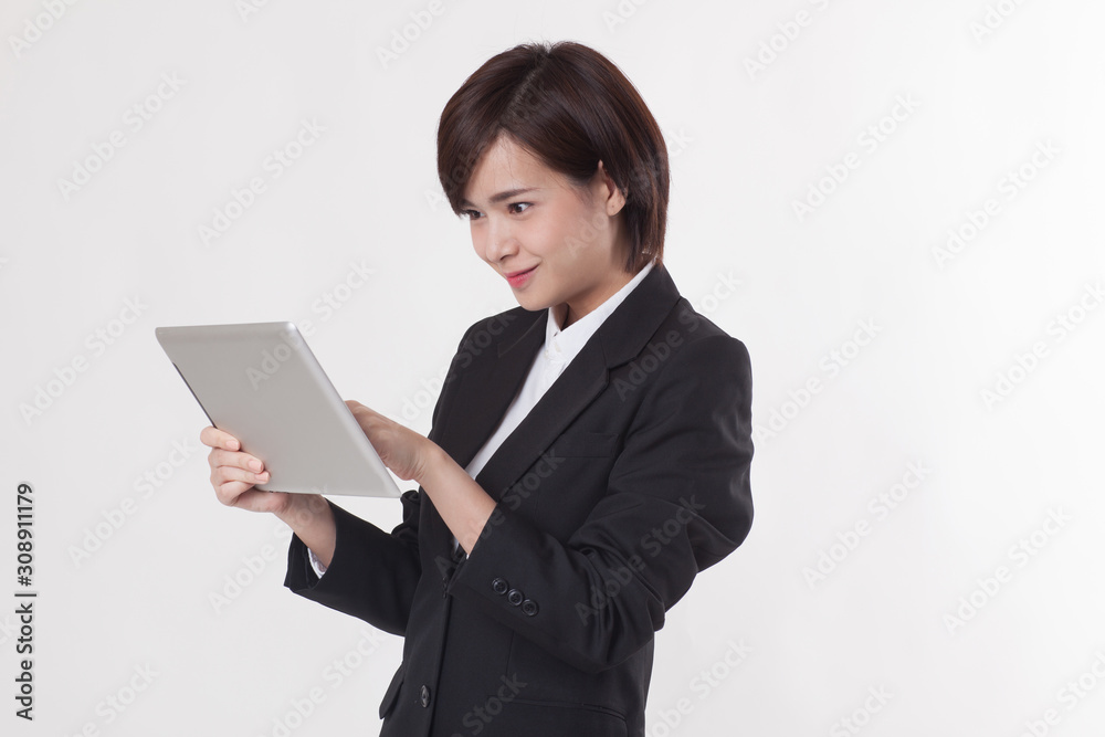 Young Asian short hair female model in formal dress which is good for business purpose Young Asian short hair female model in formal dress which is good for business purpose