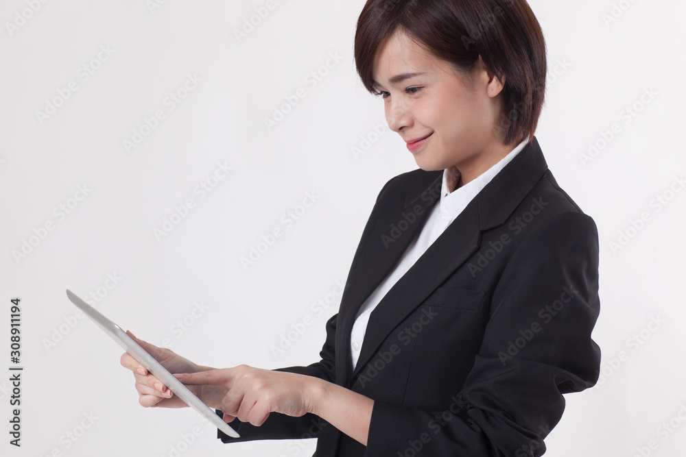 Young Asian short hair female model in formal dress which is good for business purpose Young Asian short hair female model in formal dress which is good for business purpose