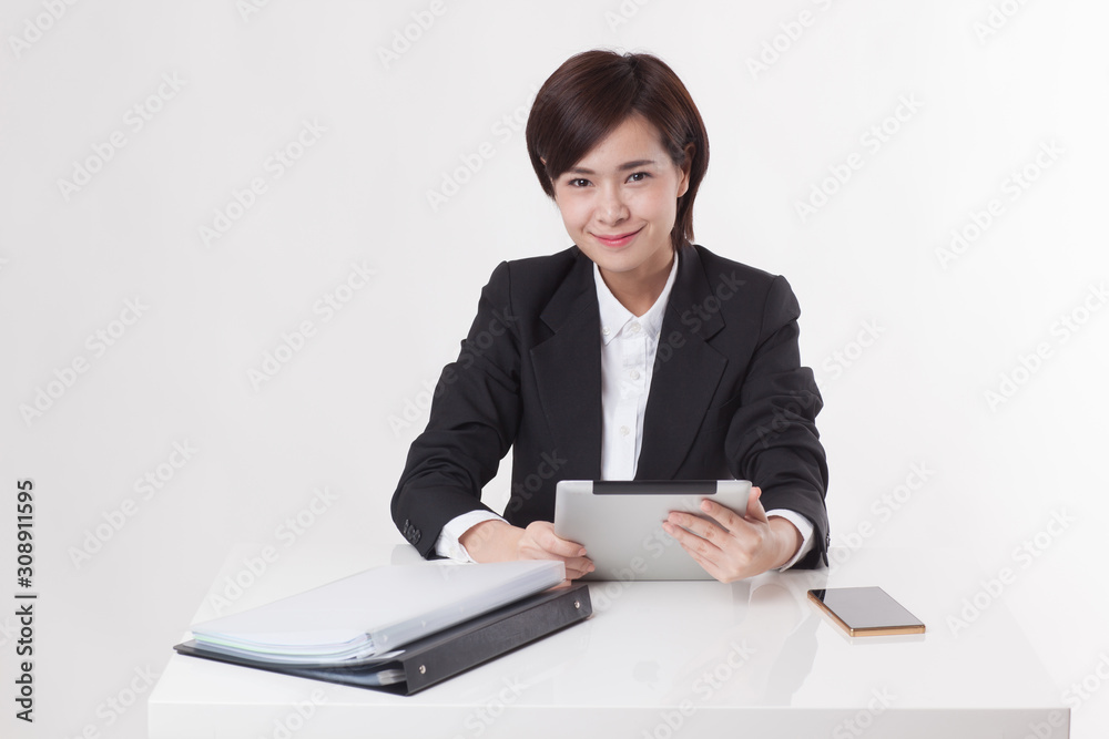 Young Asian short hair female model in formal dress which is good for business purpose Young Asian short hair female model in formal dress which is good for business purpose