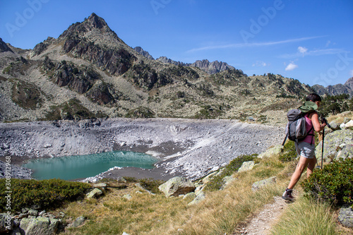 On a path above Lake Campana in the Pyrenees