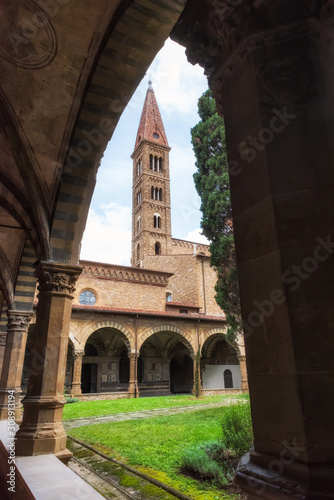 Internal court yard of Basilica of Santa Maria Novella in Florence, Italy