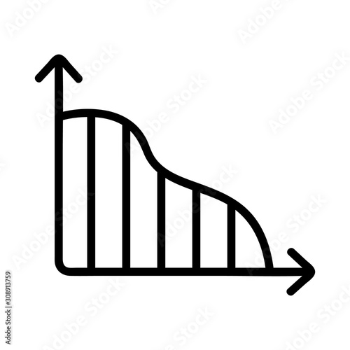 a descending trend icon vector. Thin line sign. Isolated contour symbol illustration