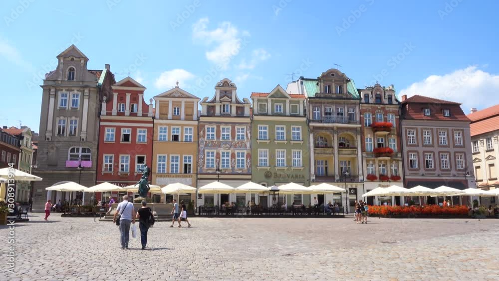 POZNAN, POLAND - JULY 20, 2017: view of main square Rynek of polish city Poznan at the morning time