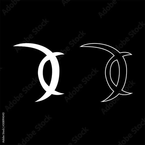 Brass knuckles deer antlers Knuckleduster Weapon for hand icon outline set white color vector illustration flat style image