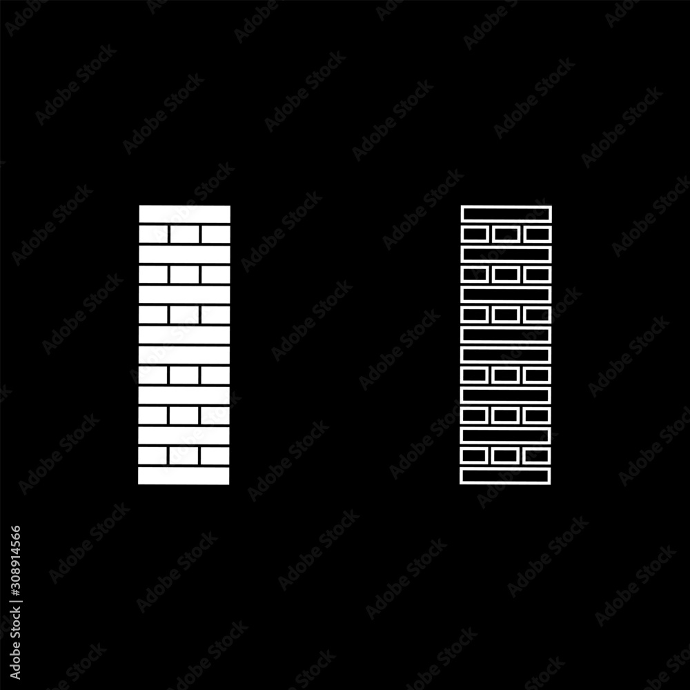 Brick Pillar Blocks in stack Jenga game for home adult and kids leisure  Board games Wooden block icon outline set white color vector illustration  flat style image Stock Vector