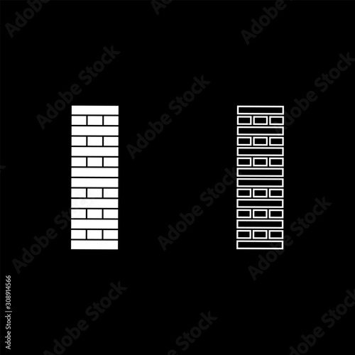 Brick Pillar Blocks in stack Jenga game for home adult and kids leisure Board games Wooden block icon outline set white color vector illustration flat style image