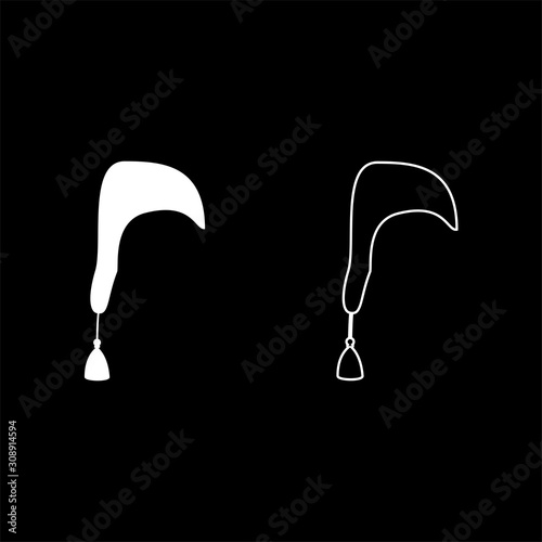Nightcap Hat for sleep icon outline set white color vector illustration flat style image