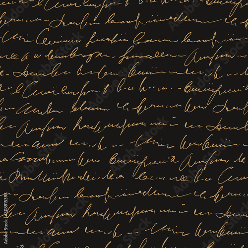 Handwritten abstract text seamless pattern, vector cursive script background