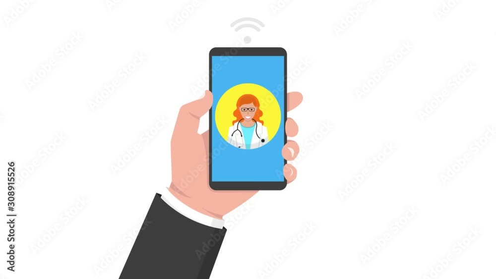 Hand holding smartphone with female doctor on call and an online consultation. 4K resolution. Hand holding smartphone with female doctor on call and an online consultation. 4K resolution.