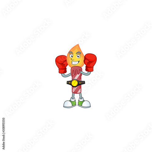 Funny Boxing red stripes candle cartoon character style