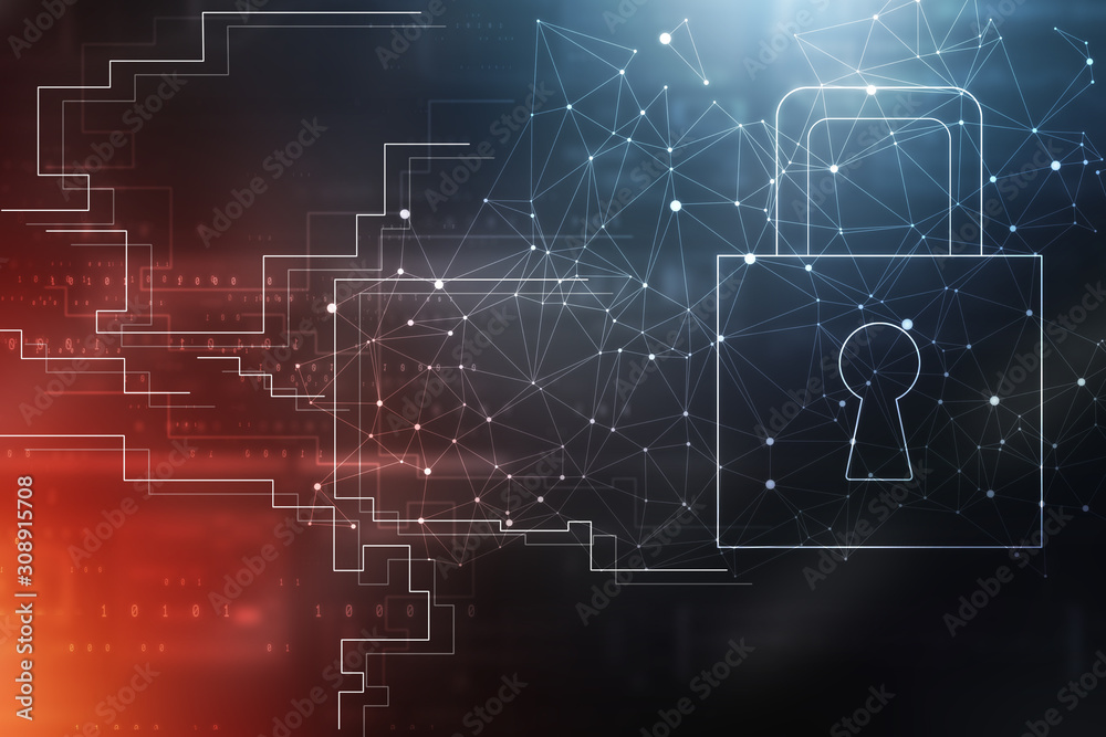 2d illustration Safety concept: Closed Padlock on digital background 2d illustration Safety concept: Closed Padlock on digital background