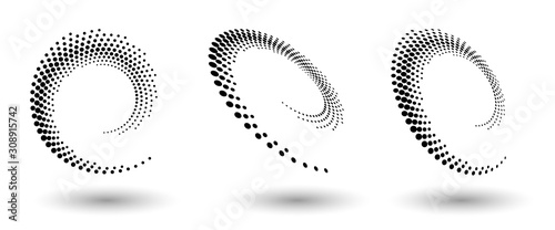 Halftone circle frame, abstract dots logo emblem design element for any project. Round border icon or backgroud.