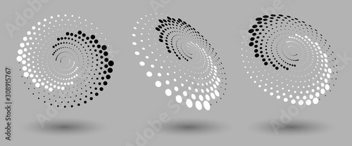 Abstract dotted vector background. Halftone effect. Spiral dotted background or icon. Yin and yang style