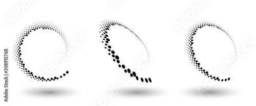 Halftone circle frame, abstract dots logo emblem design element for any project. Round border icon or backgroud.
