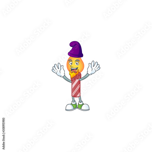 Red stripes candle mascot cartoon style as an Elf
