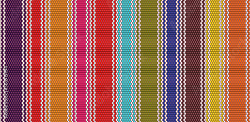 Blanket stripes seamless vector pattern. Background for Cinco de Mayo party decor or ethnic mexican fabric pattern with colorful stripes. Serape design