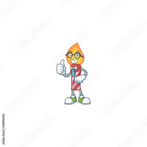Cool Businessman red stripes candle mascot cartoon character