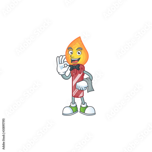 Red stripes candle Character on A stylized Waiter look