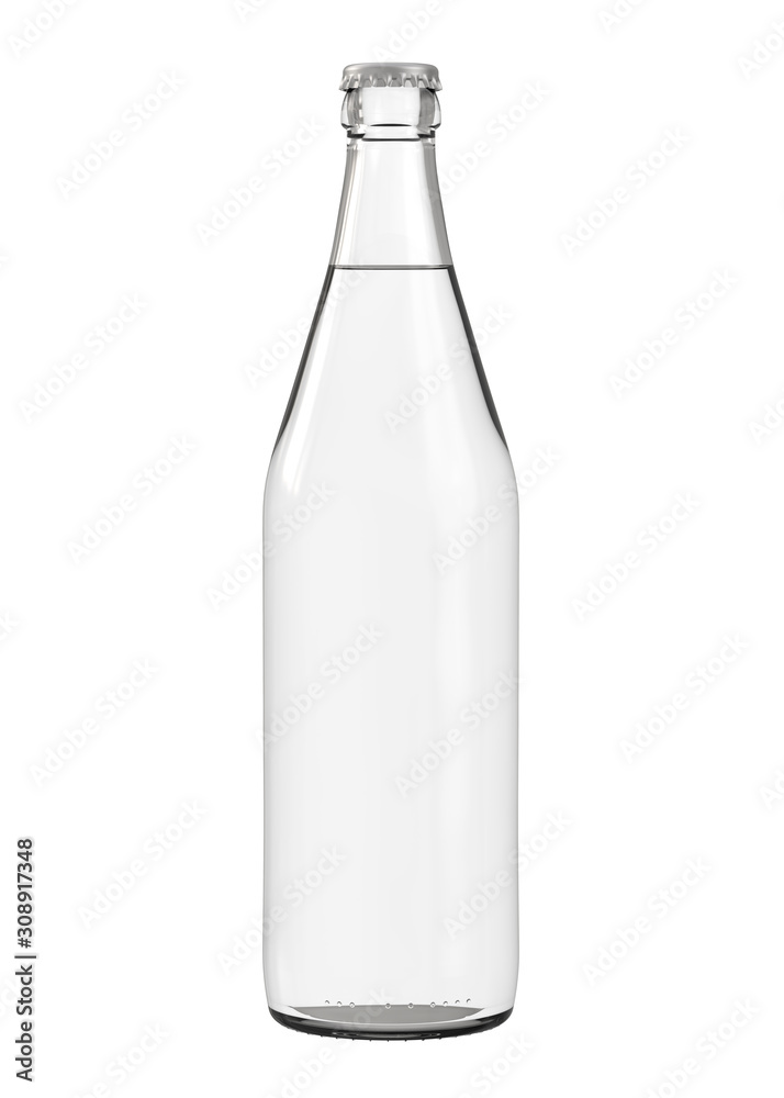 Clear White Water, Soda, Juice or Mineral Water Bottle. Realistic 3D Mockup Isolated on White Background Close-Up.