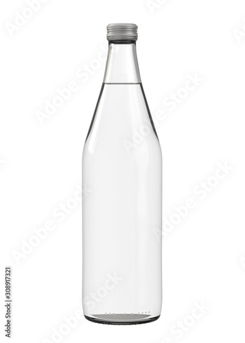 Clear White Water, Soda, Juice or Mineral Water Bottle with Screw Cap. Realistic 3D Mockup Isolated on White Background Close-Up.