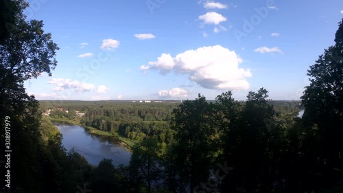 Cloud move timelapse next to Neris river in Vilnius Lithiania photo