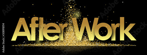 Foto after work in golden stars and black background