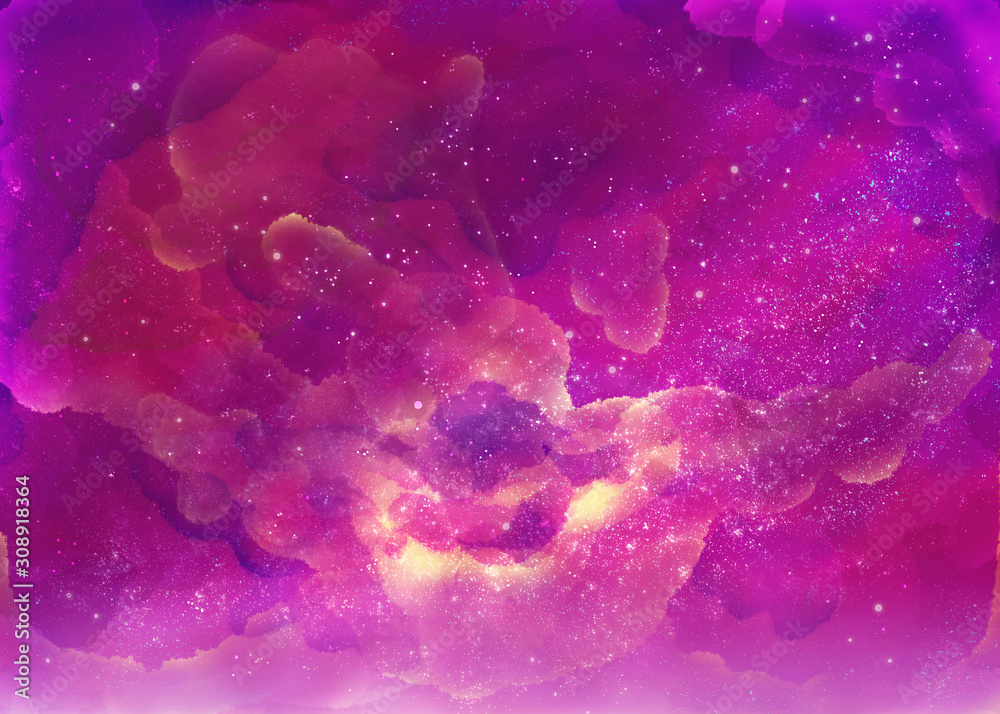 ピンクとパープルの幻想的な宇宙 星空 空の星の瞬きのグラフィック素材 Stock Illustration Adobe Stock