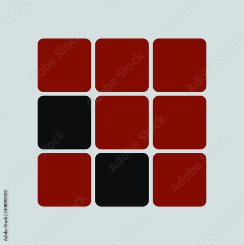 Simple combined box with red color for logo design inspiration - Vector
