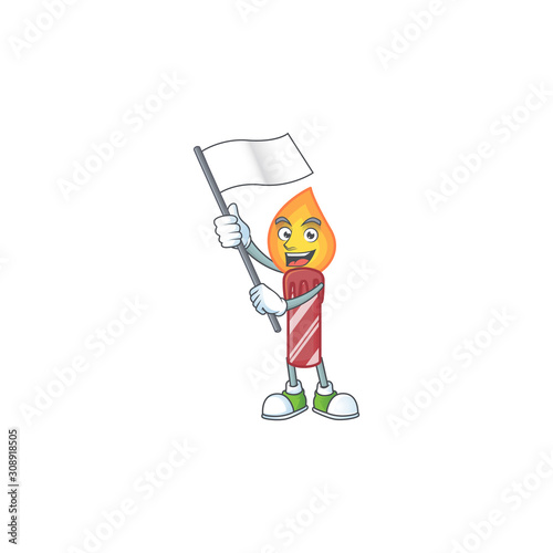 cute flag standing with red stripes candle cartoon character style