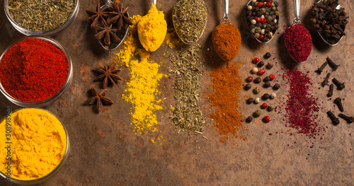 the representation of spices in the assortment in the supermarket