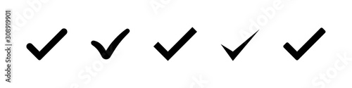 Fotografija Set of black check mark isolated vector icons