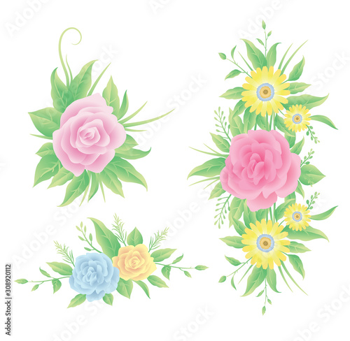 Fototapeta Naklejka Na Ścianę i Meble -  Rose flowers decoration good use for floral frame or design decoration elements