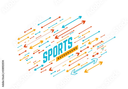 Sports geometric background illustration with arrows. Can be use for sport news, poster, presentation.