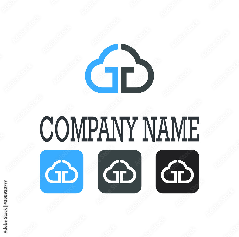 Unic Letter T with cloud for logo design inspiration - Vector Unic Letter T with cloud for logo design inspiration - Vector