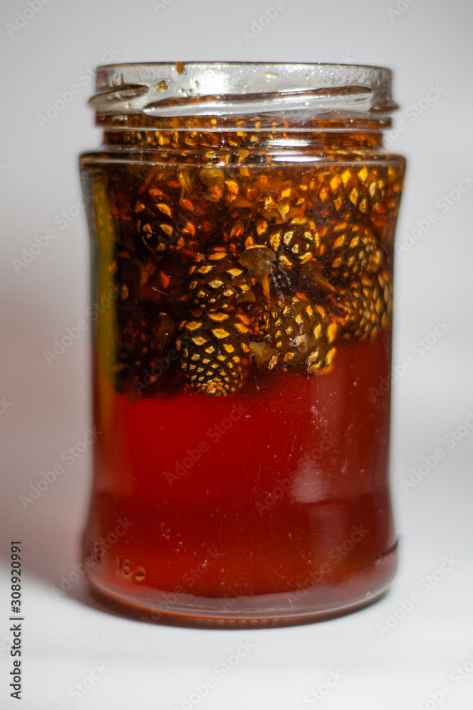 Jam from pine cones. Useful sweetness. Jam from pine cones. Useful sweetness.