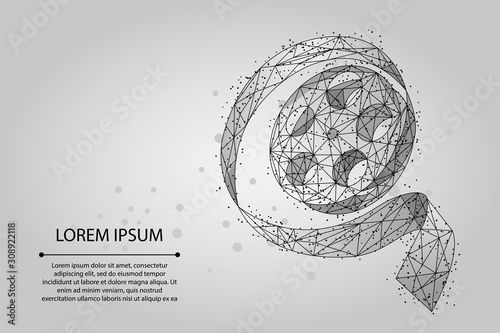 Abstract mash line and point movie film reel. Low poly vector illustration