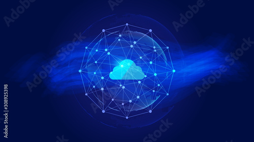 Abstract cloud data, dot and line connection, scientific and technological innovation concept background © hqrloveq
