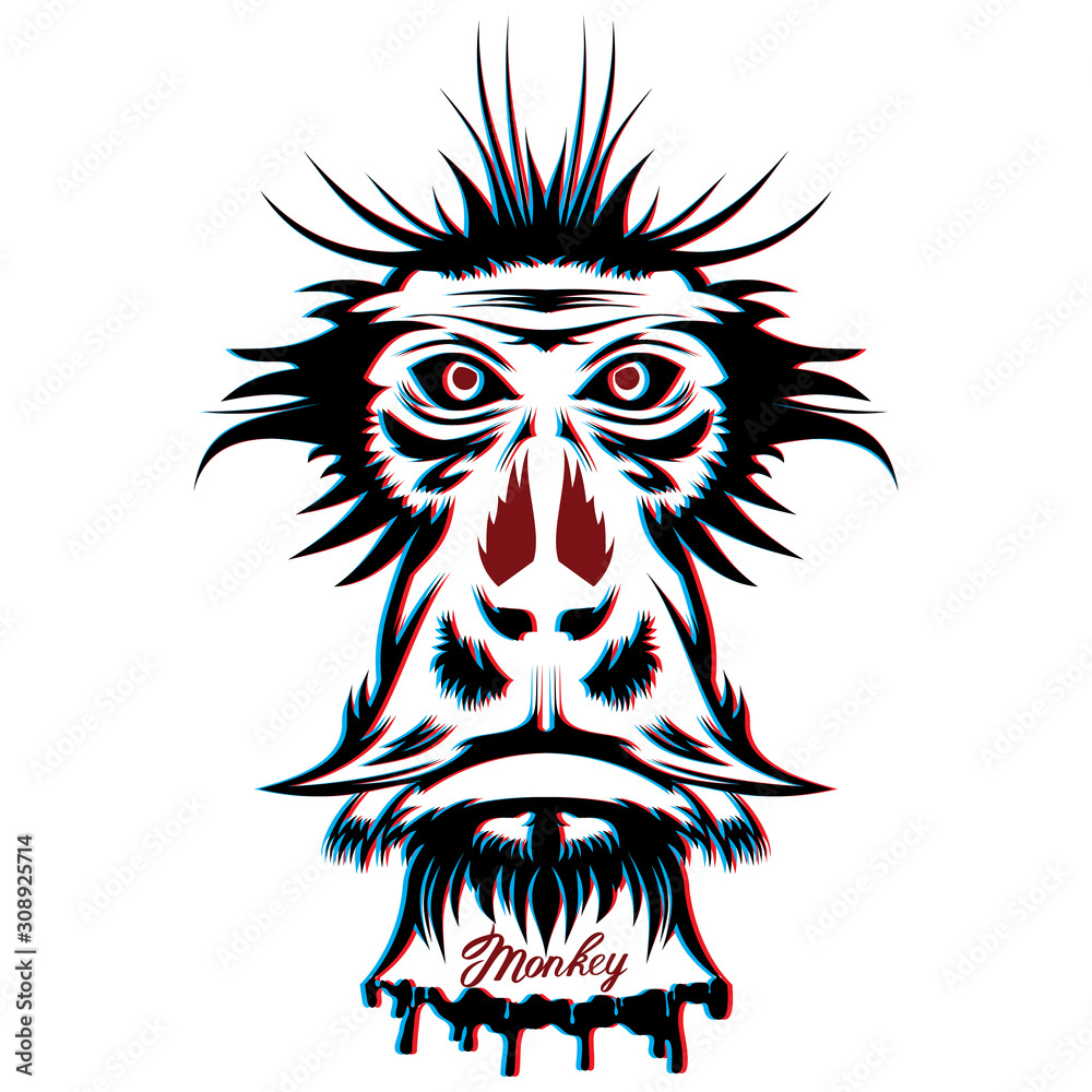 Monkey executed in the form of a tattoo Monkey executed in the form of a tattoo