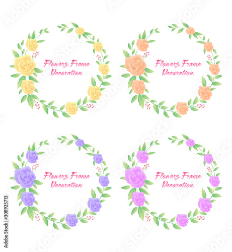 Floral frame decoration with text