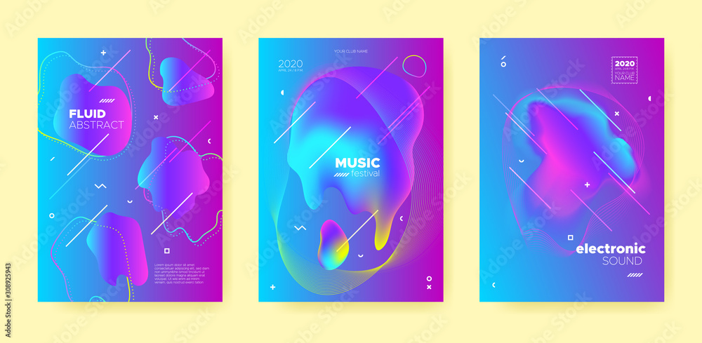 Pink Trance Music Poster. Wave Gradient Blend. 