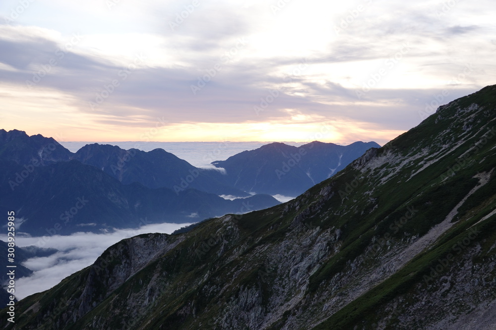 Obraz premium Sea of cloud and water fall cloud (Japan alps / Japanese mountain)