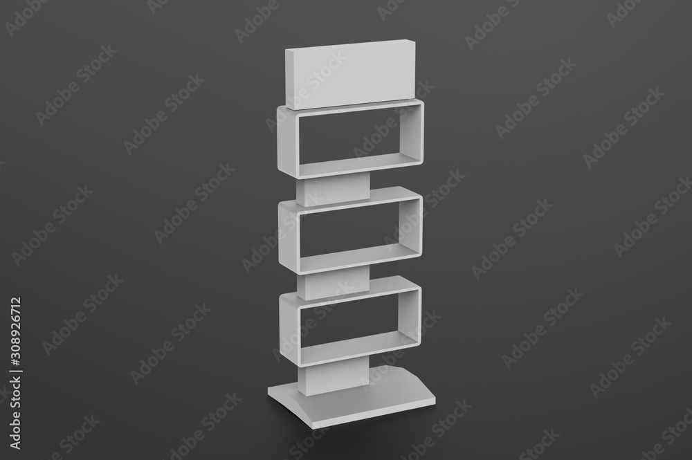 Display stand, retail display stand for product , display stands isolated on white background. 3d illustration Display stand, retail display stand for product , display stands isolated on white background. 3d illustration