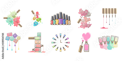 Nail polish vector set collection graphic clipart design
