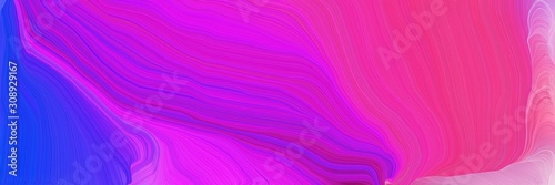 colorful horizontal banner. modern waves background illustration with medium orchid, royal blue and magenta color