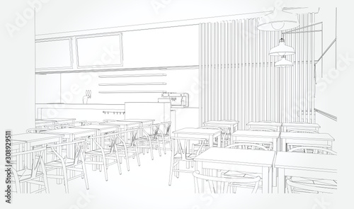 Hand drawn kitchen furniture. Vector illustration in sketch style. vector illustration kitchen furniture and equipment.