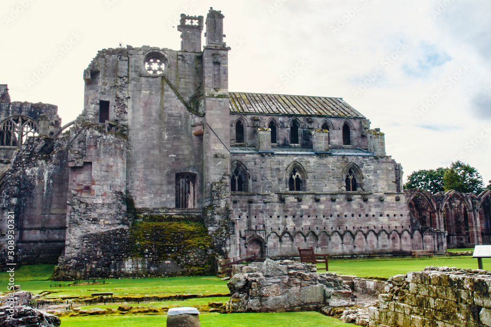 Melrose Abbey Seitenansicht, Schottland Reise, United Kingdom