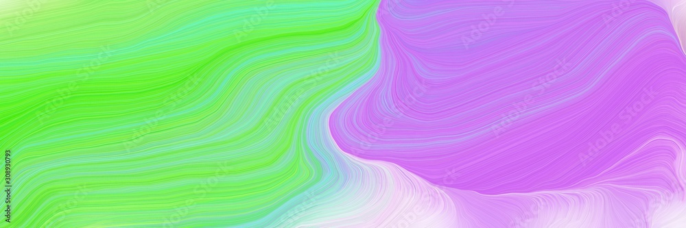 Fototapeta premium colorful horizontal banner. modern waves background illustration with moderate green, violet and light green color